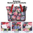 thumbnail image 2 of Tote Bag for Women - Pioneer Flower Shoulder Bag - Large Utility Work Duffle Bag with Zipper Handbag for Travel, Work, Sprots, 2 of 5