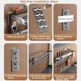 thumbnail image 4 of SHIQI-Hanging Wall Mount Knife Wall Mount, Space-Saving Kitchen Utensil Rack with Hooks, Kitchen Storage Shelf for Utensils Spatula Spoon, Hanging Pot Rack, Easy to Clean (Grey, 50CM+10Hook), 4 of 4