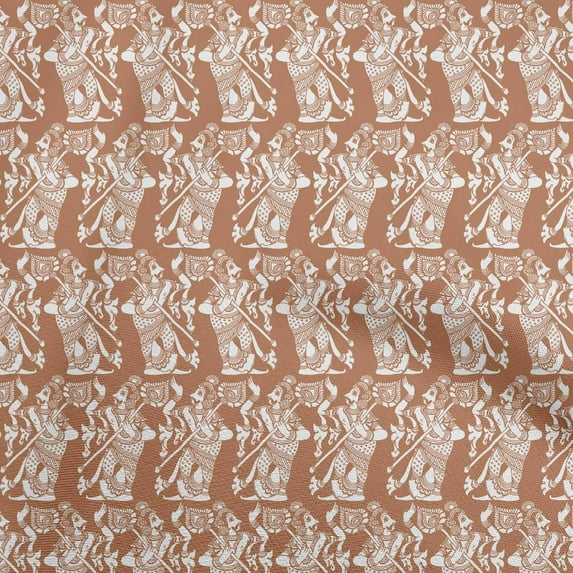 oneOone Rayon Brown Fabric Kalamkari Quilting Supplies Print Sewing Fabric By The Yard 56 Inch Wide