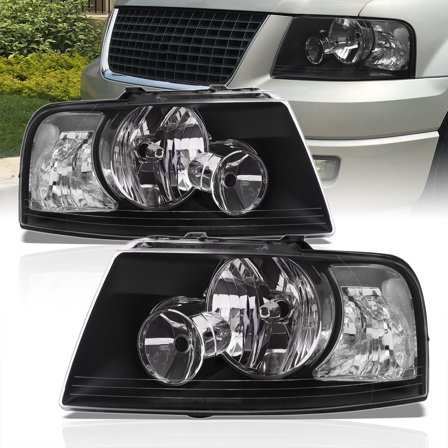 AJP Distributors Black Housing Clear Lens Driving Headlights Bumper Corner Turn Signal Reflector Lamps Assembly Left Right Compatible/Replacement For Ford Expedition 2003 2004 2005 2006 03 04 05 06