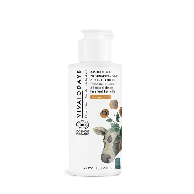 VIVAIODAYS Loción nutritiva para rostro y cuerpo con aceite de albaricoque orgánico para bebés y todos los demás (3.4 fl oz | 100 m)