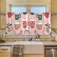 thumbnail image 2 of Yayeee Kitchen Curtains Tier Set of 2 Light Filtering 57"x36" Over Sink Window Panels, Brown Christmas Cups, 2 of 7