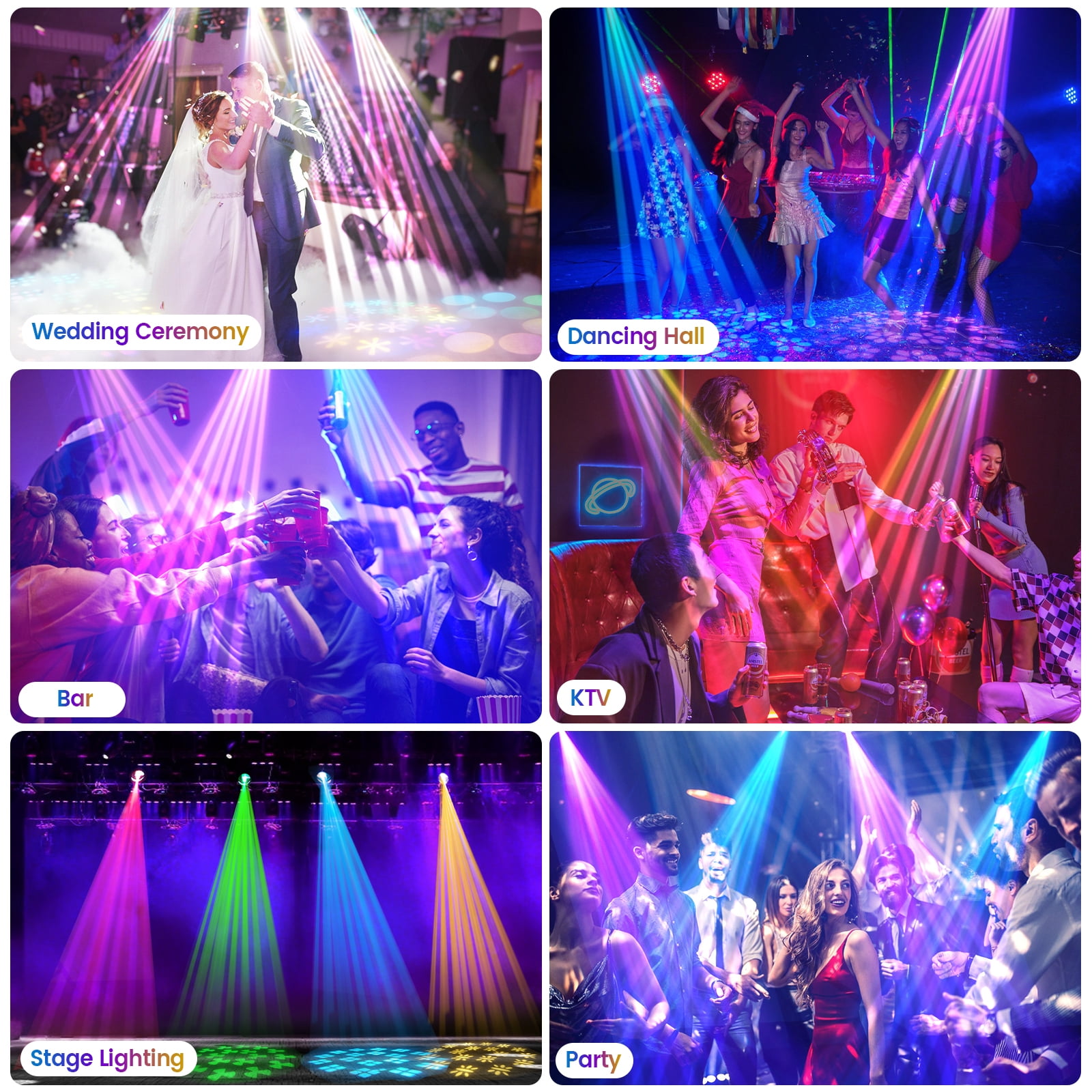 Bjsuc 280W Moving Head Spotlights – 8 Colors with Remote Control for Christmas Wedding DJ Party Dance Show Bar Events Stage Lighting