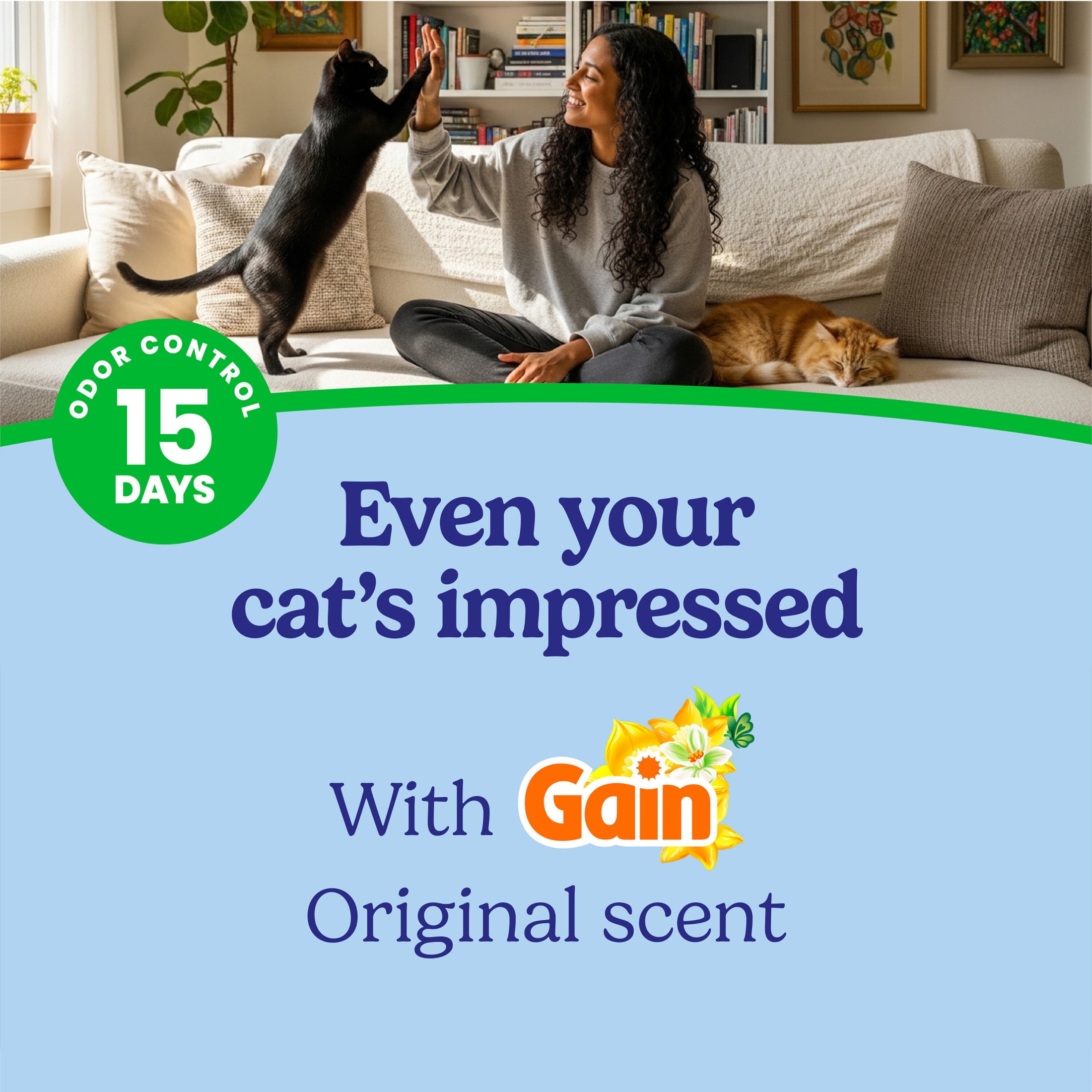 Fresh Step Odor Shield Multi Cat Clumping Litter, Gain Original, 38 lb Total, Easy Pour Pouches (4 Pack)