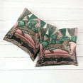 thumbnail image 4 of Ambesonne Leopard Throw Pillow Cover Pack of 2, Monsteras Wild Cat Lounge, 2 Pcs-16"x16", Pink and Jade Green, 4 of 5