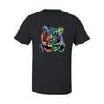 thumbnail image 2 of Cool Rainbow Neon Trippy Jungle Tiger Eyes Animal Lover Men's Graphic T-Shirt, Black, Small, 2 of 3