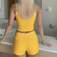 thumbnail image 4 of JGGSPWM Womens Casual Printed Pajamas Sets 2 Piece Sexy Summer Outfits Set Sleeveless Strappy Cami Top Crop Top Shorts Set Yellow S, 4 of 7