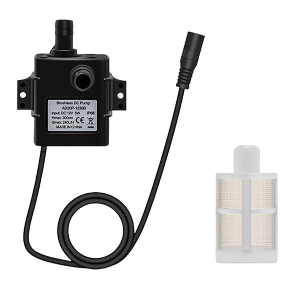 240L/H Small Submersibles Pump DC12V Brushless Motor Water Pump with Filter for Pet Water Dispenser Fish Tanks Enduring