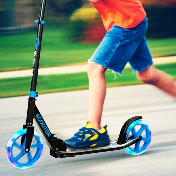 Patinete Costway con Plataforma de Aluminio Manillar Regulable en 3 Posiciones Azul para Niños 10+ Años Hasta 100 kg