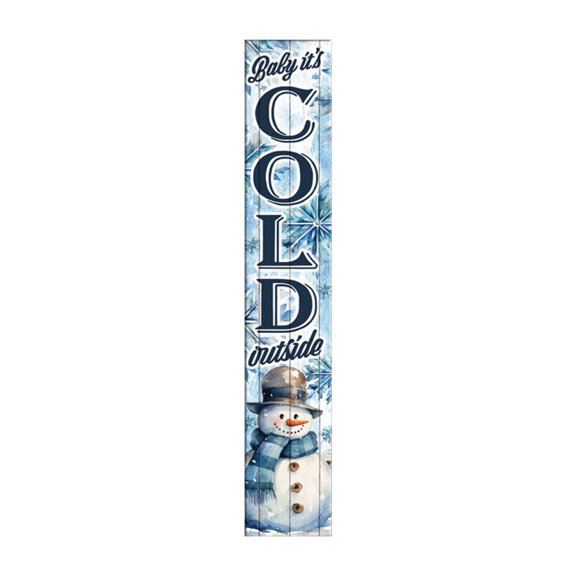 BarProducts Vertical 'Baby it's Cold Outside' Wooden Outdoor Porch Sign, Winter Collection, 8x46