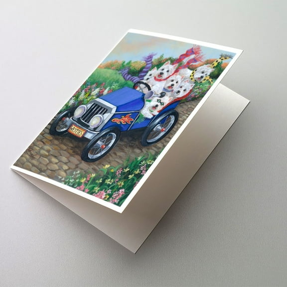 Westie Hot Rod Greeting Cards and Envelopes Pack of 8