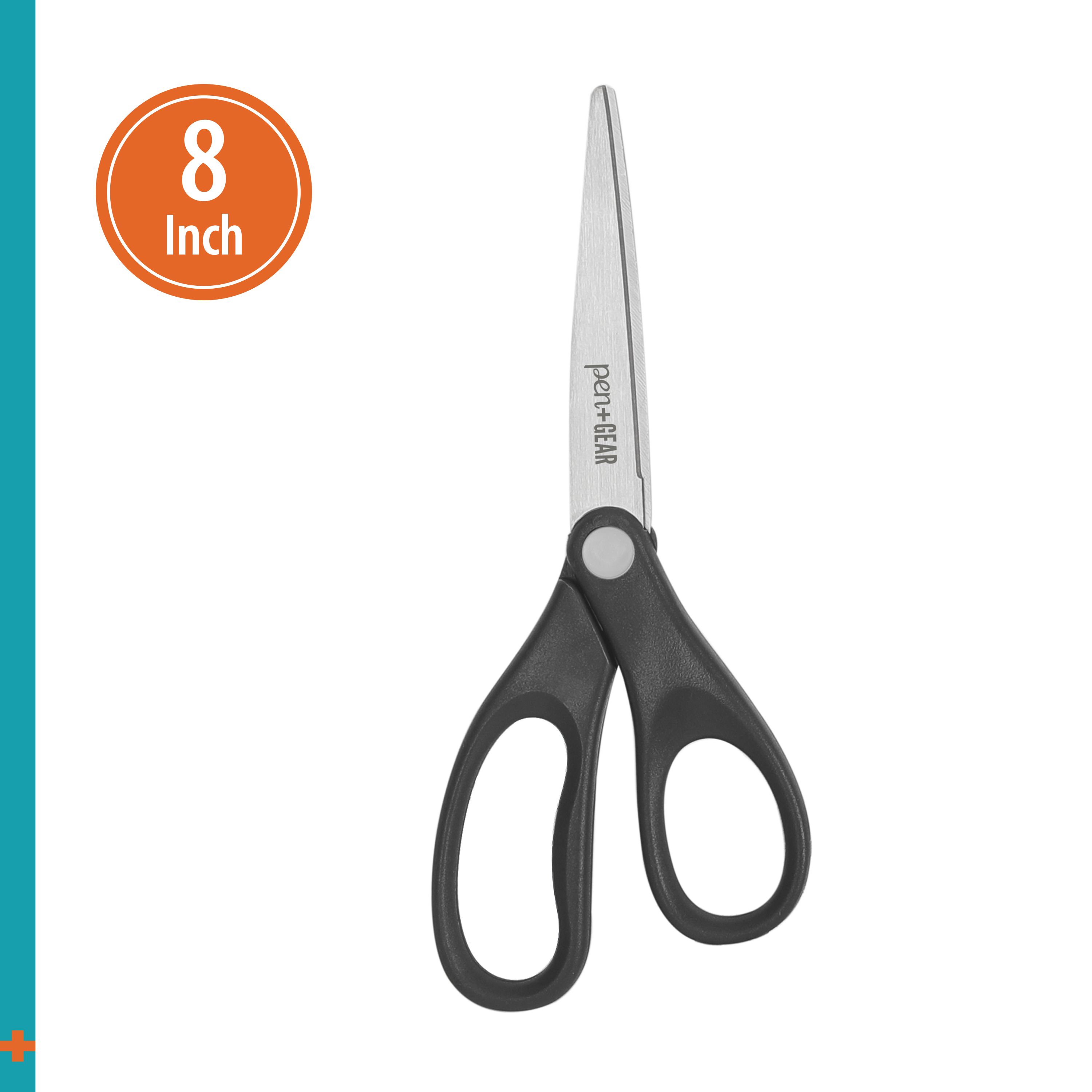 Pen+Gear 8 inch Pointed Tip Scissors, School Supplies, Black