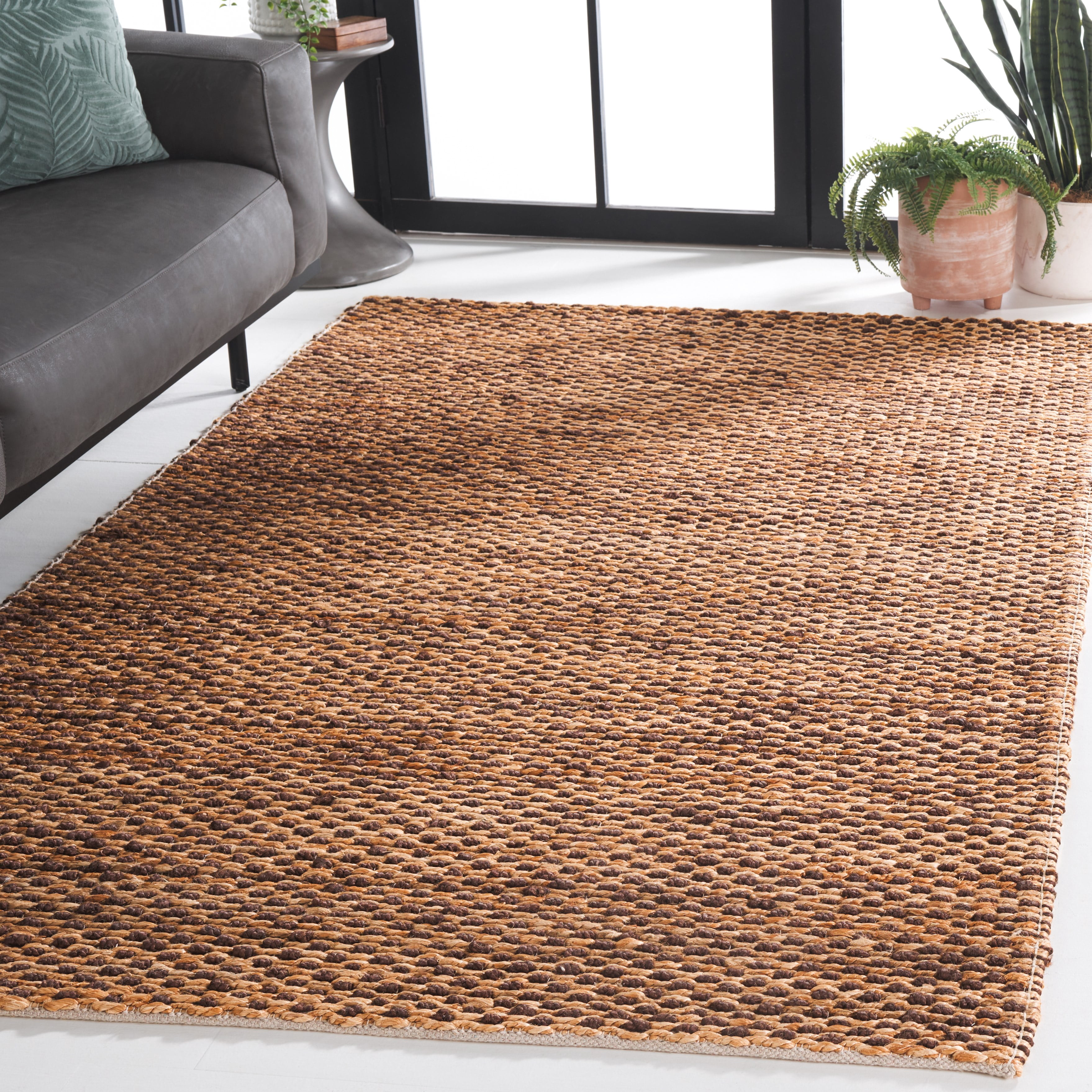 SAFAVIEH Natural Fiber Isador Abstract Area Rug, Natural/Dark Brown, 6' x 9'