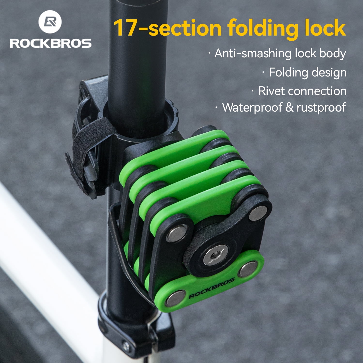 ROCKBROS Folding Bike Lock w/Keys,.2.3 FT Bicycle Compact Anti Theft Chian Locks