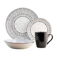 thumbnail image 1 of Set Vajilla Porcelana Blanca, Diseño Rayas Color Negro, 16 Piezas 4 Personas, Incluye: Tazón Sopero, Plato Trinche, Plato Postre y Taza Café 345 ml con Caja de Regalo, 1 of 17