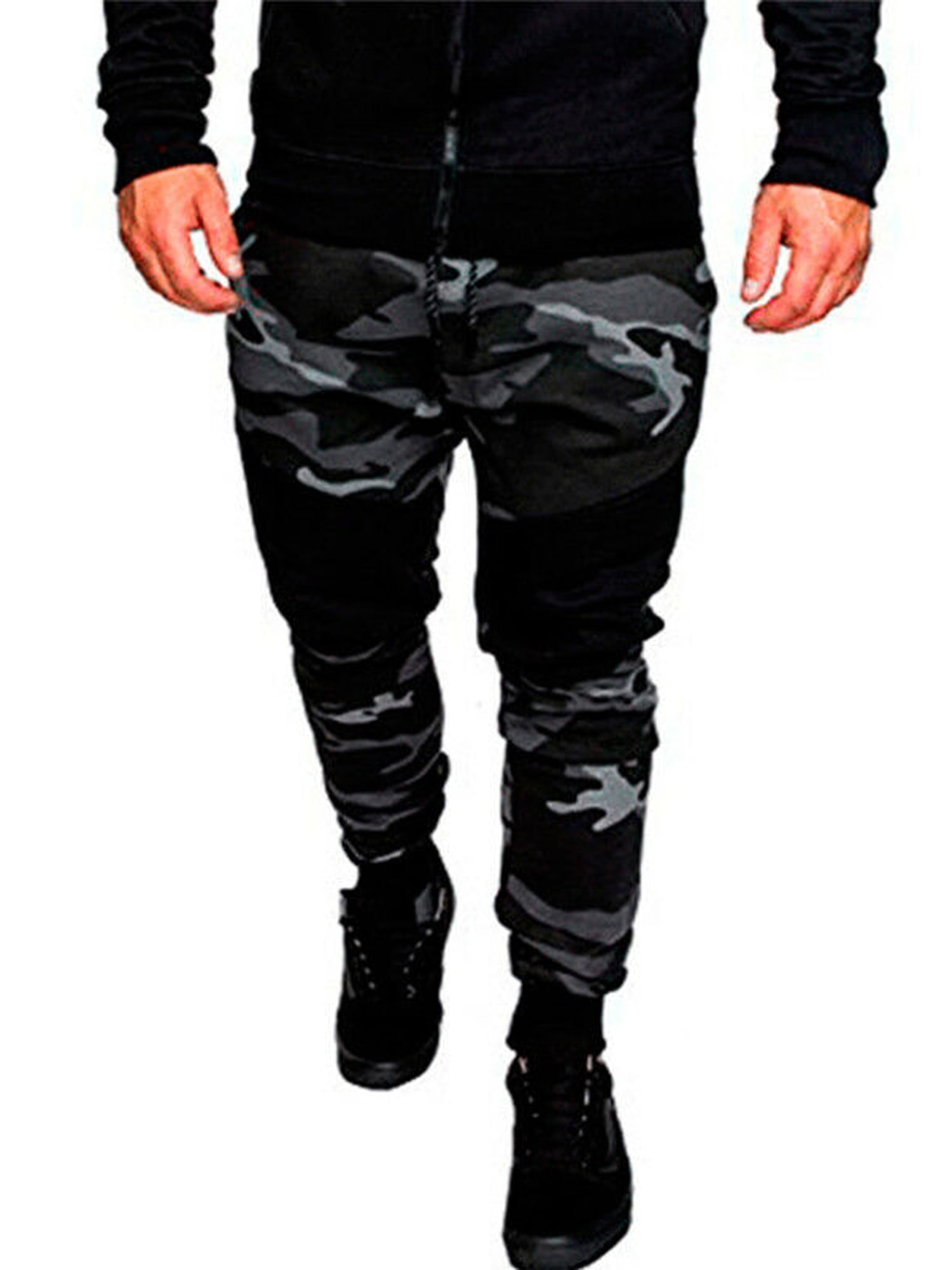 Men's Sports Camo Cargo Trousers Jogging Running Pants Army Combat ...