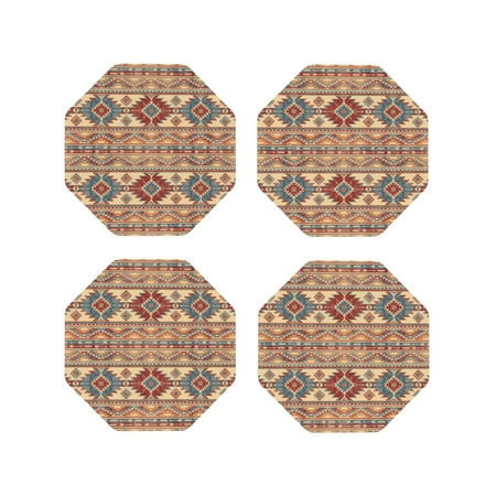 

Tideii Traditional Tribal Aztec for Leather Coasters 4 Pieces Anti-fouling and Anti-scalding Decorative Coasters Suitable for Restaurants Kitchens Coffee Shops-Octagon