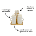 thumbnail image 4 of Set de 4 tazas largas Good & Good con cuchara y base de bambú, 4 of 5