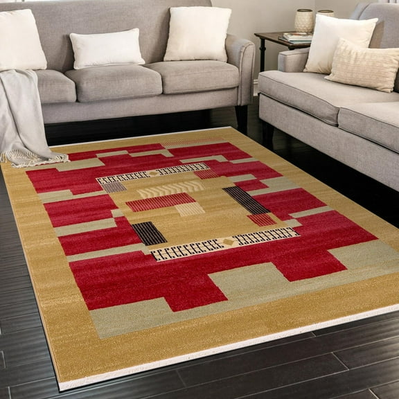 Unique Loom Fars Collection Area Rug - Jefferson (5' 1" x 8' Rectangle Rust Red/Beige)
