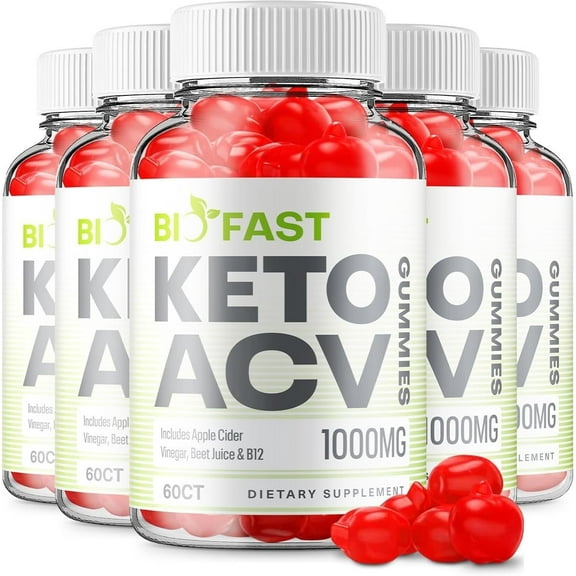 5 Pack Bio Fast Keto ACV Gummies - Official - Keto BioFast ACV Advanced Formula Plus Apple Cider Vinegar Dietary Supplement B12 Beet Root Juice Men Women 300 Gummies