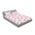 thumbnail image 2 of Romantic Vibes Fitted Sheet & Pillow Sham Set, Aquarelle Style Drawn Flowers Vintage Pattern with Dreamy Colors, Decorative Printed 3 Piece Bedding Decor, Full, Pale Pink Dried Rose, by Ambesonne, 2 of 2