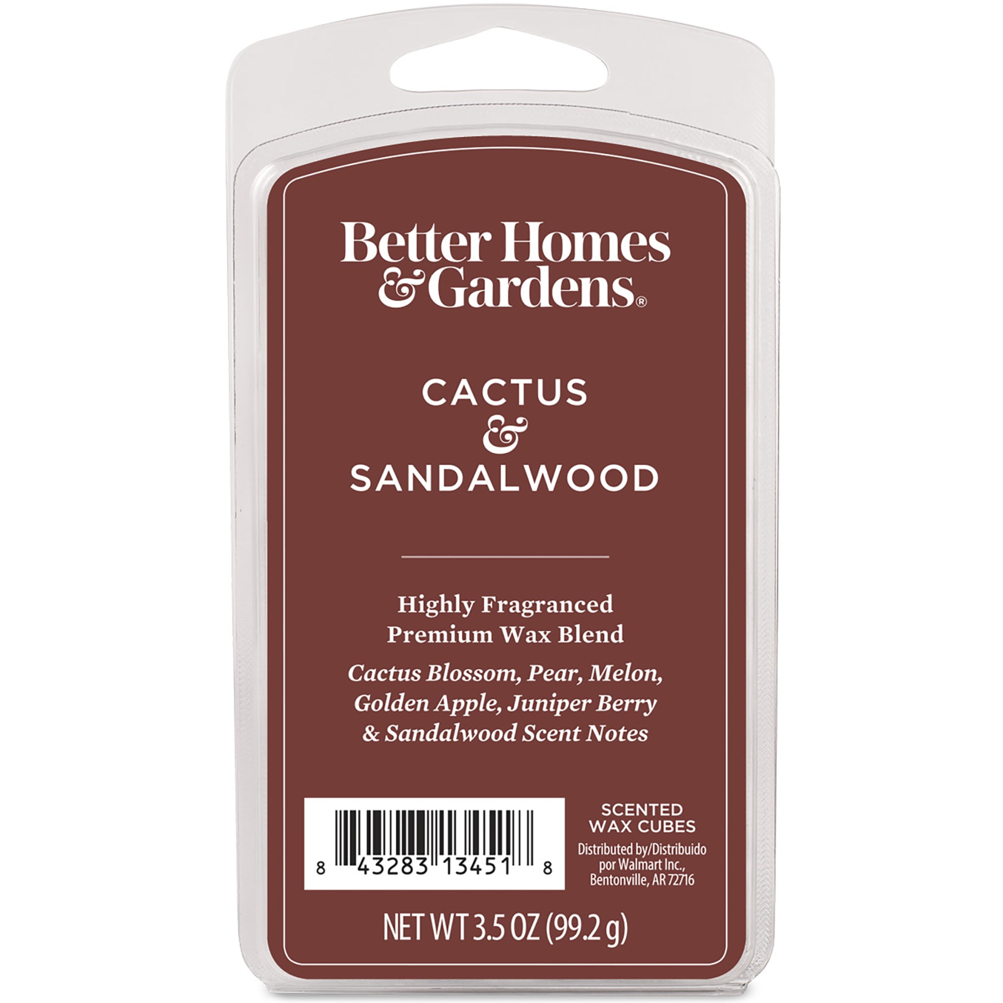Cactus & Sandalwood Premium Scented Wax Melts, Better Homes & Gardens, 3.5 oz (1Pack)