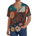 thumbnail image 7 of Lsque Sunflower Bald Eagle print Men's Cuban Collar Short Sleeve Shirt Summer Beachwear Casual Button Down Fashionable Vacation Leisure Shirt-Small, 7 of 7