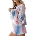 thumbnail image 3 of Jkerther Women's 2 Piece Tie Dye Drawstring Pajamas Long Sleeve Home Lounge Wear Sleepwear, 3 of 5