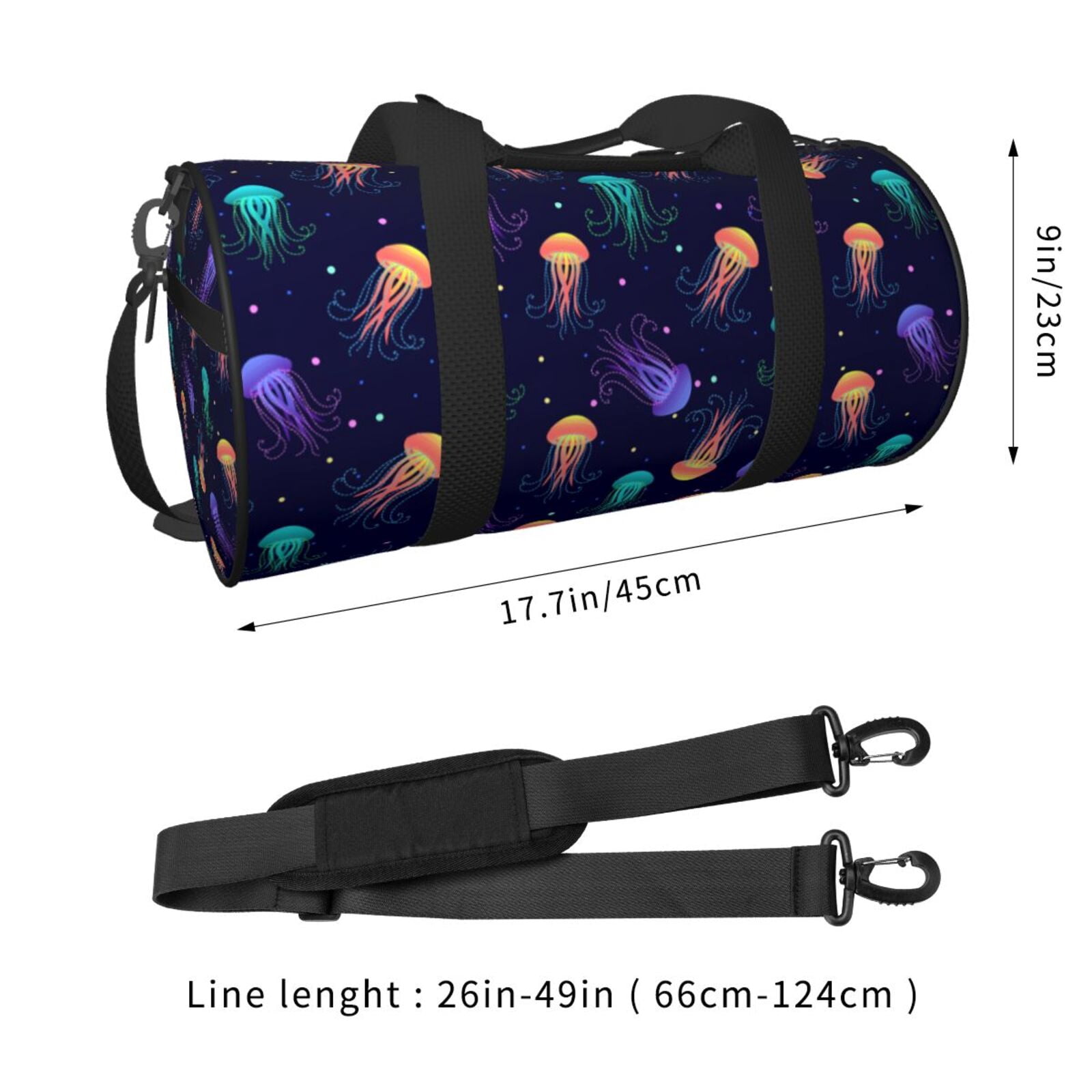 Defioc Sea Jellyfish for Travel Duffle Bag,Weekender Bag Carry On Tote Bags Hospital Bag Large Capacity Sport Gym Bag for Men Women Fit for Trave, Gym,Weekend