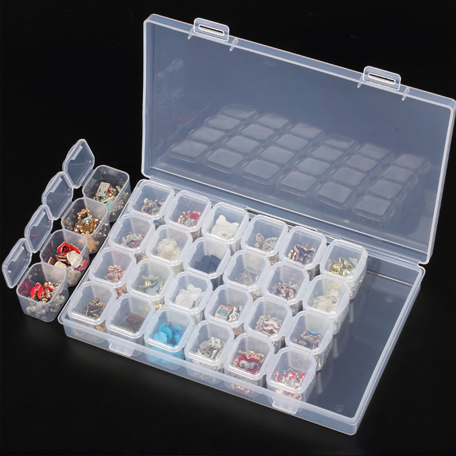 Transparent Plastic Adjustable Jewelry Storage Box Case Beads Organizer Boxes