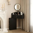 thumbnail image 6 of Corner Vanity Desk with Retractable and Rotating Mirror and Lights Small Modern Black Makeup Vanity Set with Glass Top for Women Compact Girls Dressing Table with Drawer for Small Space, 6 of 9