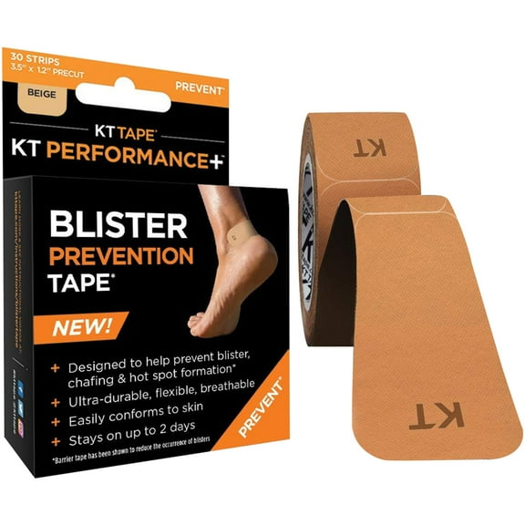 KT Tape Precut 3.5" Perfomance Blister Prevention Tape - 30 Strips - Beige