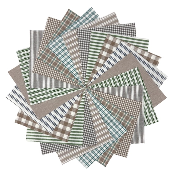 JCS 5" Lightwash Neutral Homespun Plaid Precut Quilt Squares Charm Pack, Gray (40 Pieces)