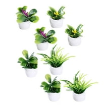 Supvox 8pcs Mini Potted Plants for Dollhouse Resin Model Lifelike Simulation for Small Spaces
