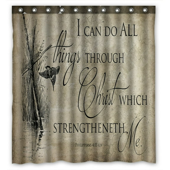 PHFZK Inspirational Shower Curtain, Bible Verse Polyester Fabric Bathroom Shower Curtain 66x72 inches