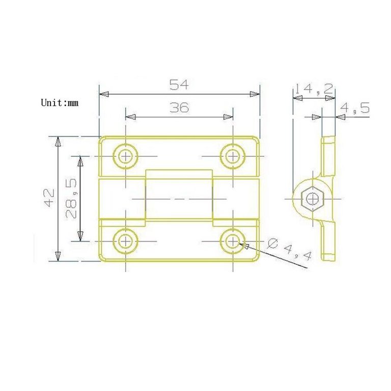 270 Degree Plastic Door Hinge Bearing - 54mm Long, Black - For Toilet/Bathroom Cubicle Doors