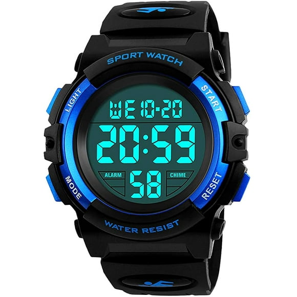 Boys Digital Watches, Kids Sports Waterproof Digital Watches With Alarm / Timer / El Light, Blue Kids Watches Outdoor Wristwatch