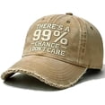 thumbnail image 3 of There's A 99% Chance I Don't Care Embroidered Dad Hat, Distressed Adjustable Baseball Cap for Men and Women, Sarcastic Statement Cap for Outdoor, Sports, and Casual Sun Protection - Khaki, 3 of 7