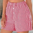 thumbnail image 3 of yillto Womens Pajama Short Cotton Soft Comfy Cute Sleepwear Elastic Loose Plaid Pjs Shorts Bottoms, 3 of 5