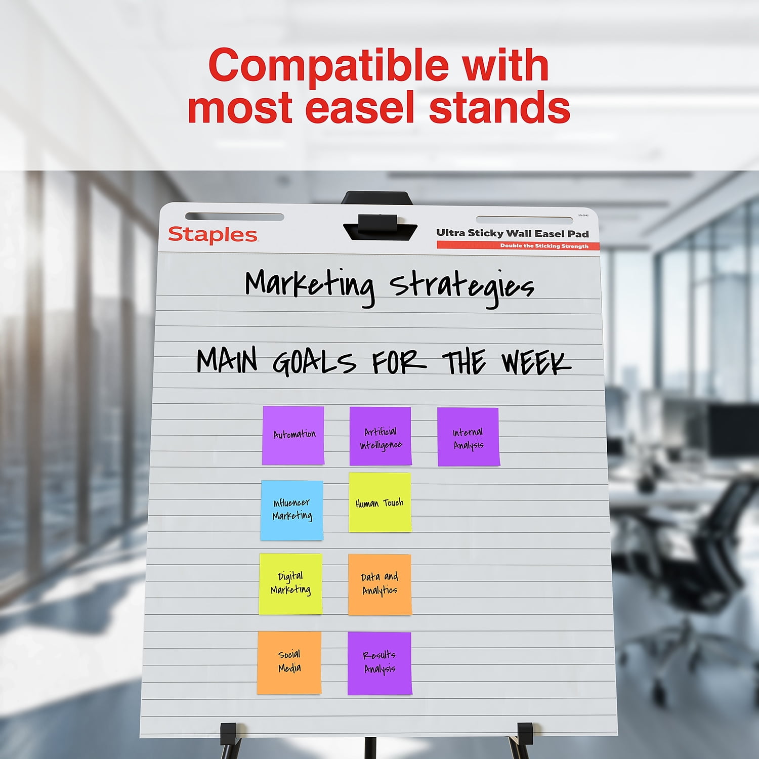 Staples Ultra Sticky Wall Easel Pad 25" x 30" Lined 30 Sheets/Pad 6 Pads/Pack (ST62842)