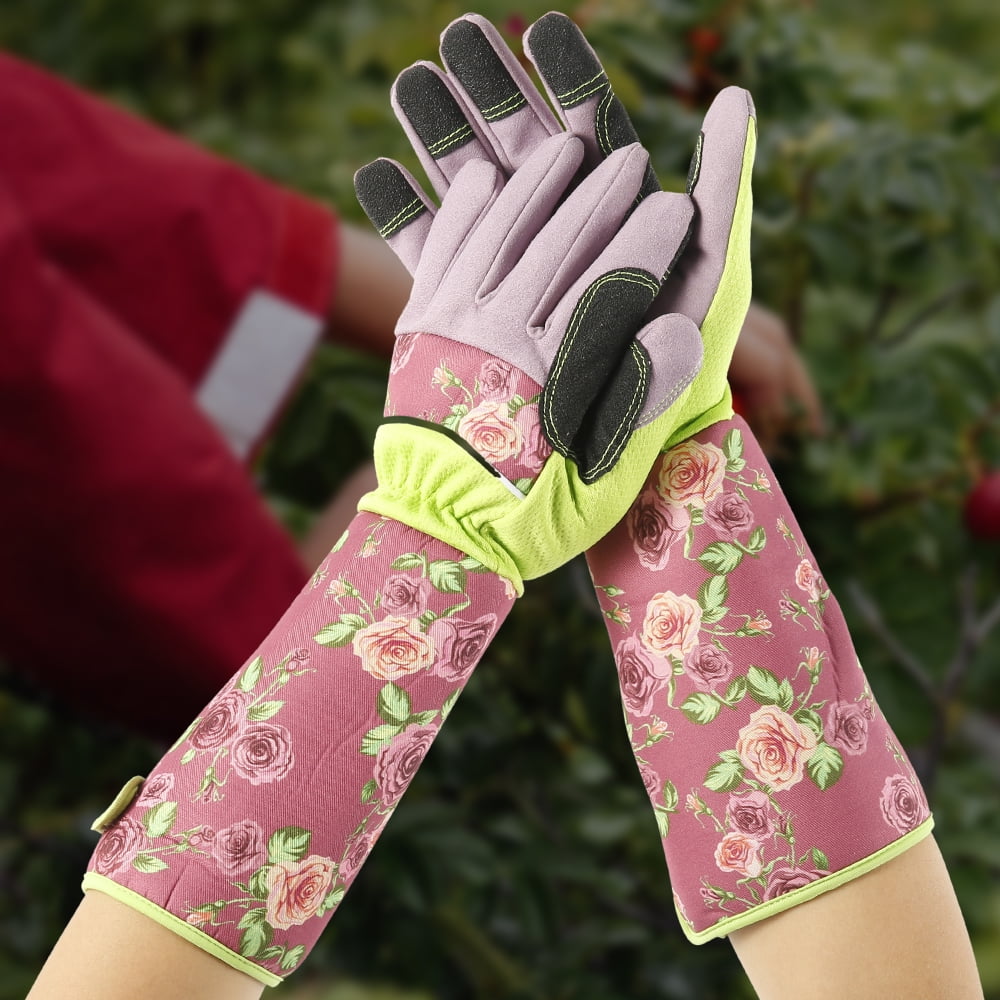 QEES Long Gardening Gloves for Women Thorn Proof Ladies Garden Gauntlet with 