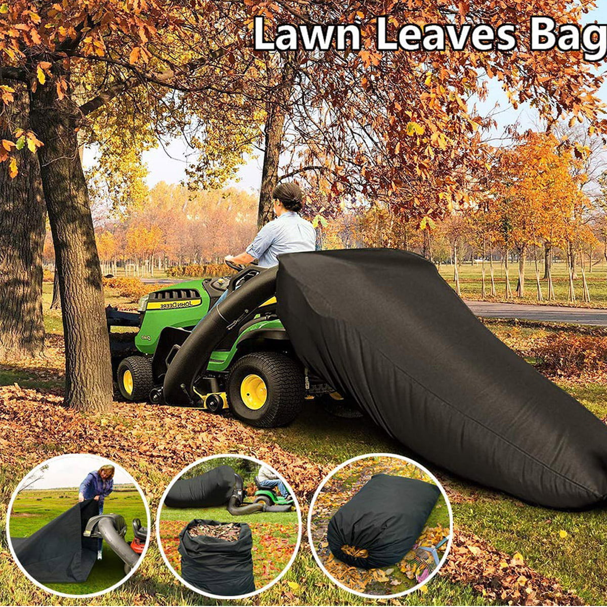 Standard 54 cu. ft., 120 Inch Opening Brown ST95000 Lawn Tractors Leaves Bag Material Collection Systems Leaf Bag Leaf Bag Ride-on Lawnmowers Grass Bag Reusable Yard Waste Bag for Garden Lawn,