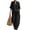 Black, variant on Domzest Two Piece Linen Sets for Women Short Sleeve V Neck Tunic Top Matching Wide Leg Pants Casual Loose Outfits With Side Pockets Light Blue M
