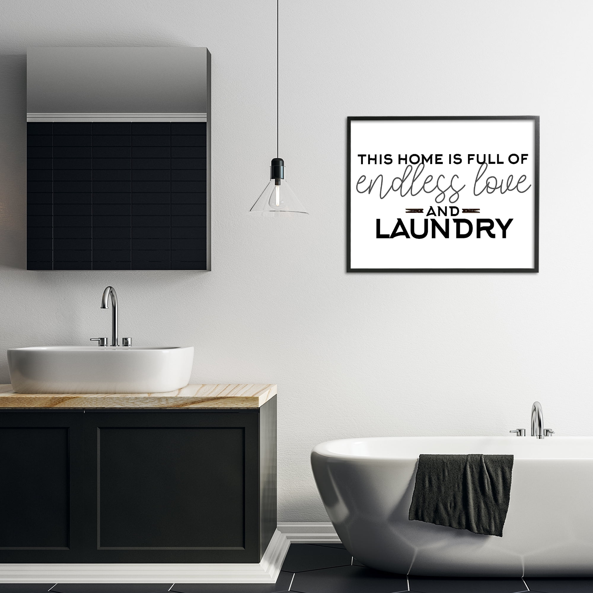 Endless Love & Laundry Minimal Black Framed Giclee Art, design by Kim Allen