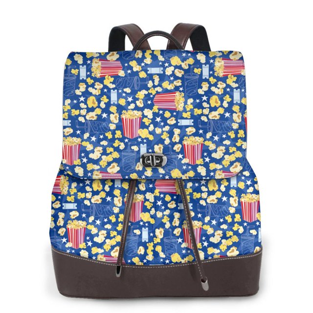 Fotbe Cute Popcorn Mochila Bolso con Estampado para Mujer, Mochila Antirrobo de Nylon Impermeable, Bolsa Ligera de Hombro