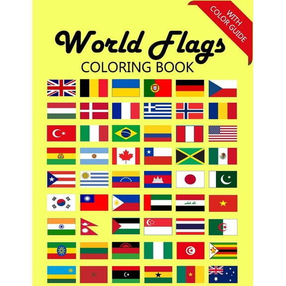 World Flags Coloring Book: Awesome book for kids to learn about flags and geography - Flags with (Paperback) by Dan Boone