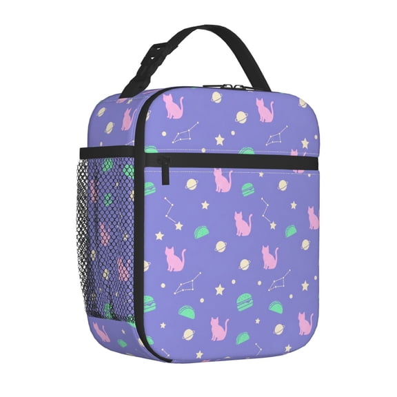 Space Cat Lunch Box Reusable Insulated Lunch Bag Women Men Cooler Tote Bag For Work Picnic Office