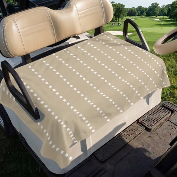 Vertical Lines Golf Cart Seat Covers Modern Abstract White Dashed Pattern Flax Soft Microfiber Golf Cart Seat Towel Blanket Golf Accessories for 2/4 Person Seats, Fits EZGO, Yamaha, Club Car 51”x31”