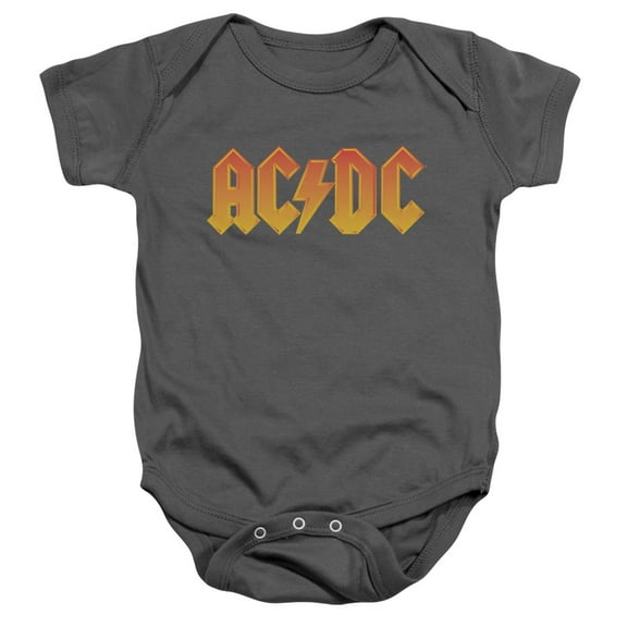 AC/DC Logo, Charcoal Baby/Toddler Unisex Boy Girl Onesie Short Sleeve Snapsuit (12 Months) Logo, Charcoal