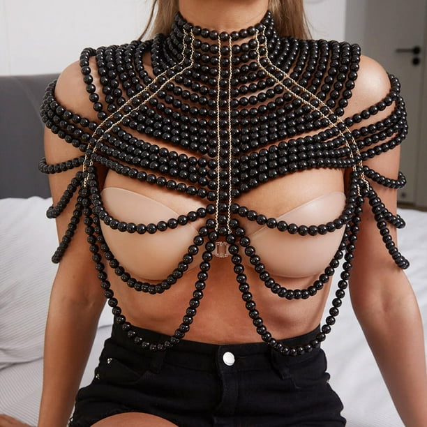 Women' Body Chain Bra Body Chain-shoulder Necklace Fashion Body Chain  Jewelry , Black 